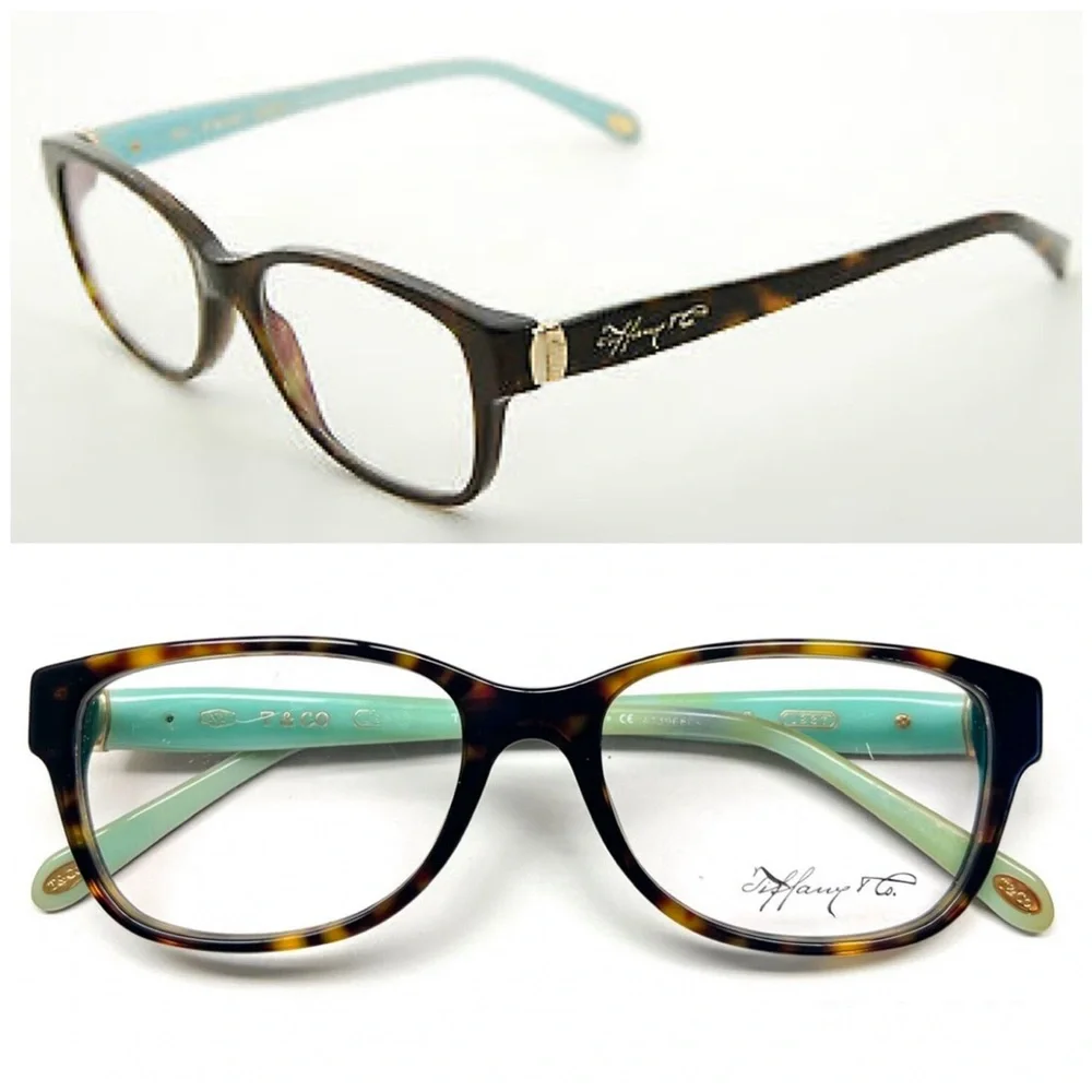 TIFFANY & CO TF 2084 8015 Cat Eye Brown Tortoise on Blue Prescription Eyeglasses